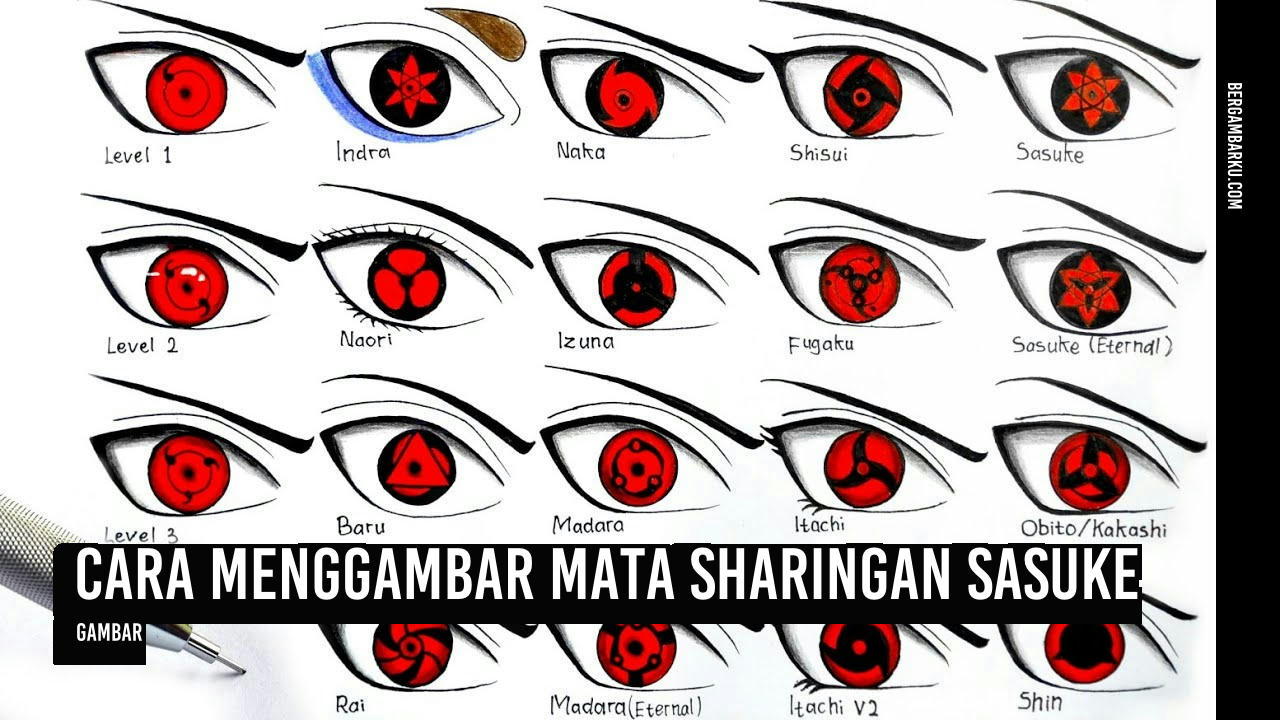 Cara Menggambar Mata Sharingan Sasuke